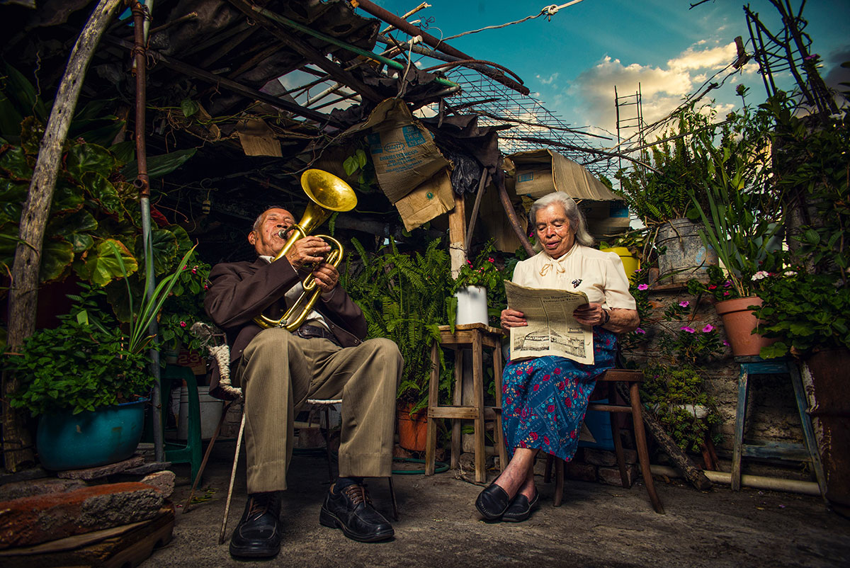 Starý manželský pár, v Mexiku