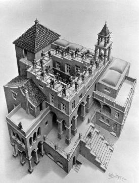 Stúpanie a zostupovanie, M. C. Escher (1960).